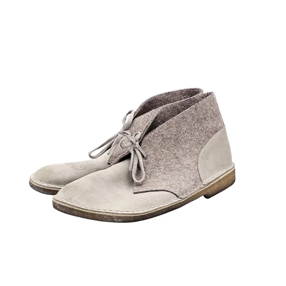 Clarks Mens Size 13 M US GUC Grey Felt & Suede Crepe Outsole Chukka Desert Boots